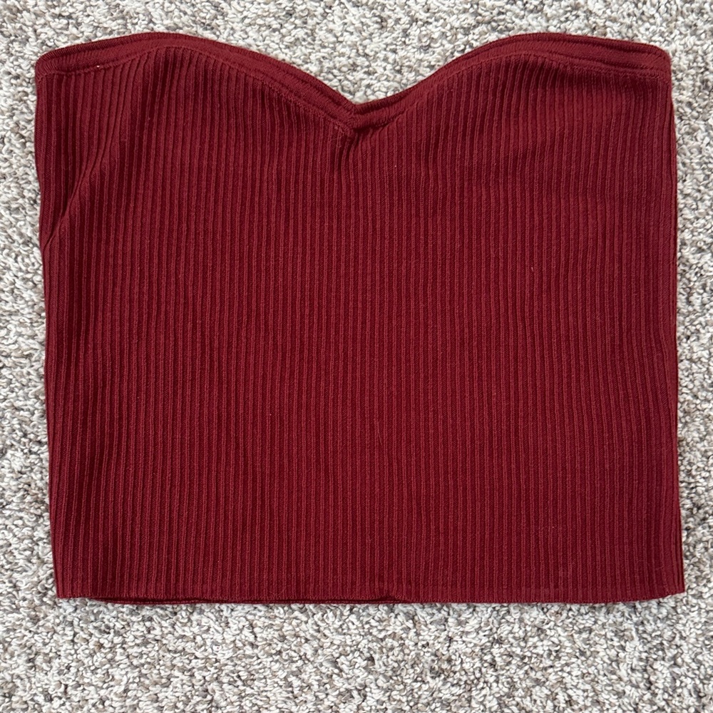 Urban Outfitters Burgundy Ribbed Crop Top